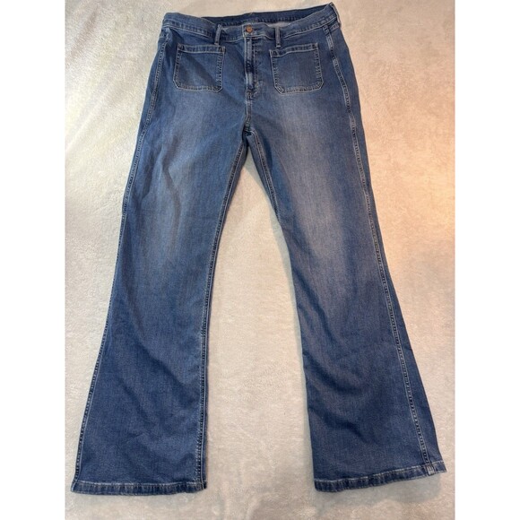 Gap Jeans Womens 35/20T Flare High Rise Blue Dark Wash Stretch Denim Tall Plus - Picture 1 of 8